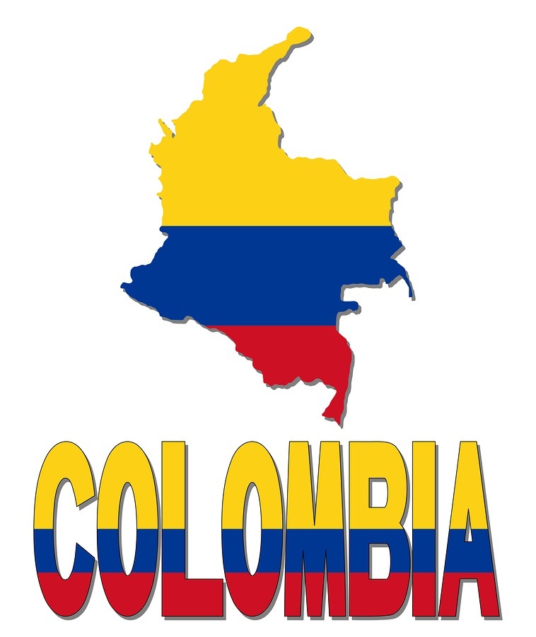 Colombia map flag and text illustration