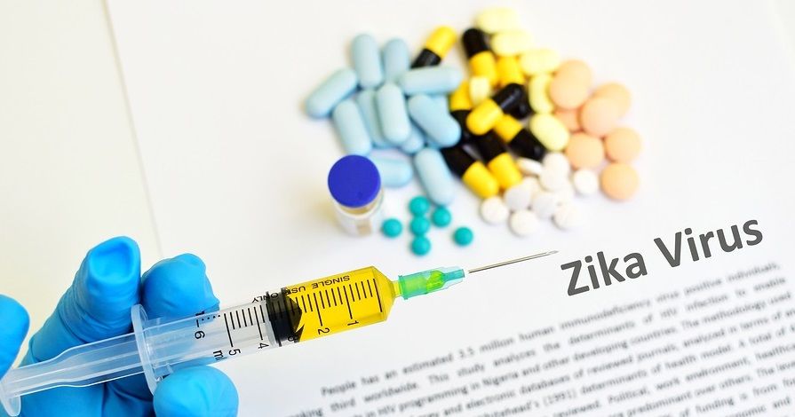 Syringe with drugs for Zika virus infection disease