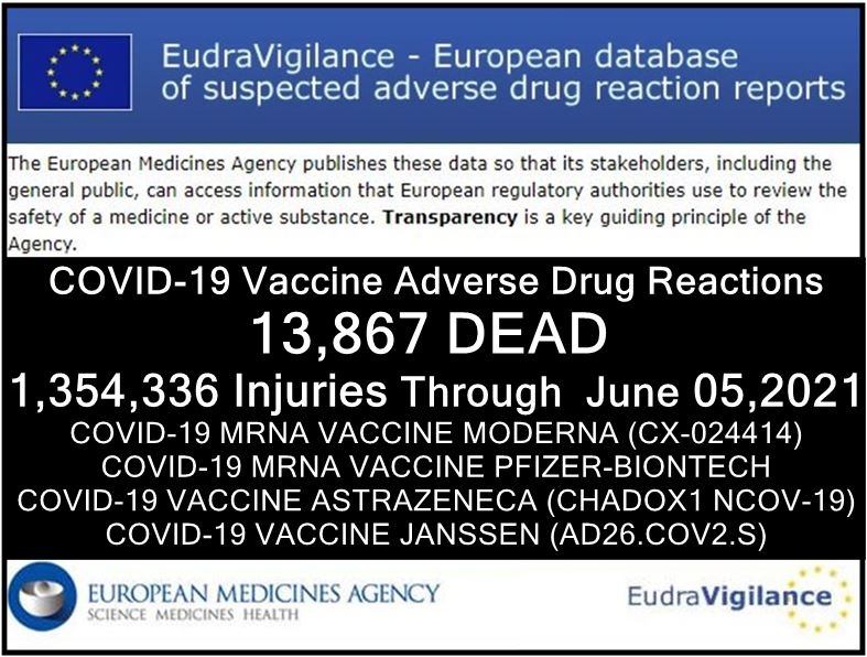 EUDRA Adverse Reaction Stats Though June 5th, 2021 EudraVigilance-05062021-summary-adrreports