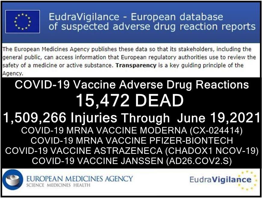EUDRA Adverse Reaction Stats Though June 19th, 2021 June-19-injuries