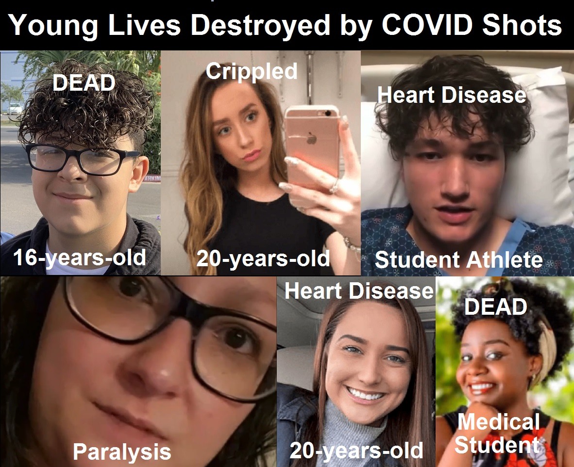 Teens and covid shot injuries and deaths collage