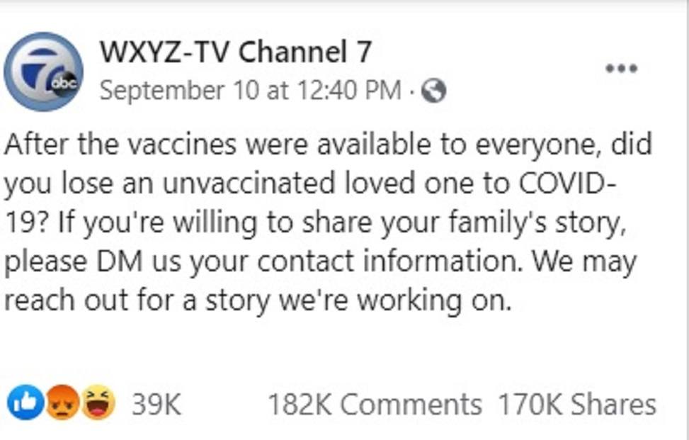 Local Detroit TV Asks for Stories of Unvaxxed Dying from COVID – Gets over 180K Responses of Vaccine Injured and Dead Instead WXYZ-unvax-stories-2