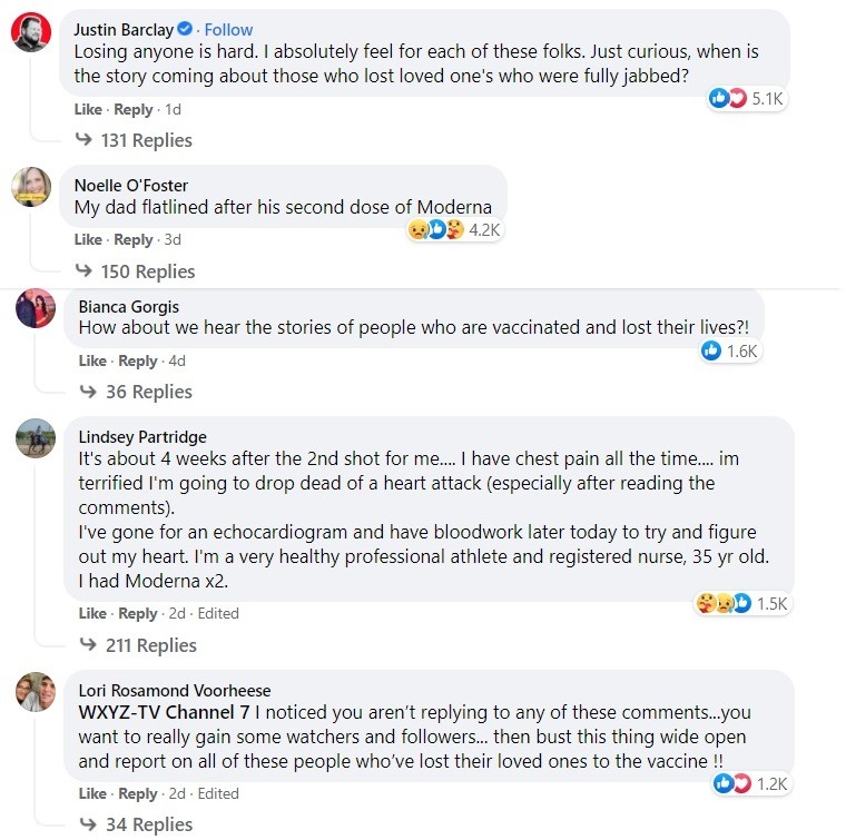 Local Detroit TV Asks for Stories of Unvaxxed Dying from COVID – Gets over 180K Responses of Vaccine Injured and Dead Instead WXYZ-unvax-stories-replies2a