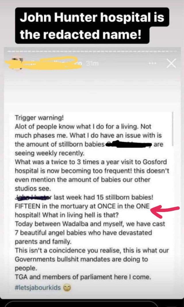 VAERS Data Reveals 50 X More Ectopic Pregnancies Following COVID Shots than Following ALL Vaccines for Past 30 Years Stillborn-babies-John-Hunter-hospital