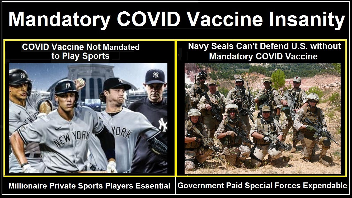 Insanity is the New Norm in the U.S. as Professional Sports Players can be Exempt from COVID Vaccine Mandates but Navy Seals Cannot Mandatory-COVID-Vaccine-Insanity