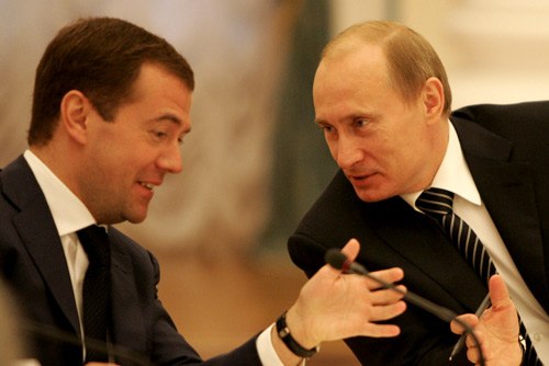 Vladimir Putin with Dmitry Medvedev
