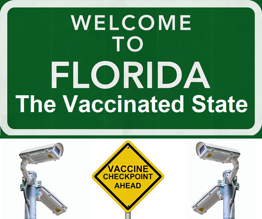 Florida USA State Welcome to Highway Road Sign Vaccine Checkpoint security cameras image