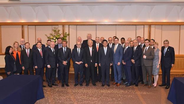 photo of IFPMA Group with Japanese Prime Minister Shinzo Abe, Tokyo, Japan